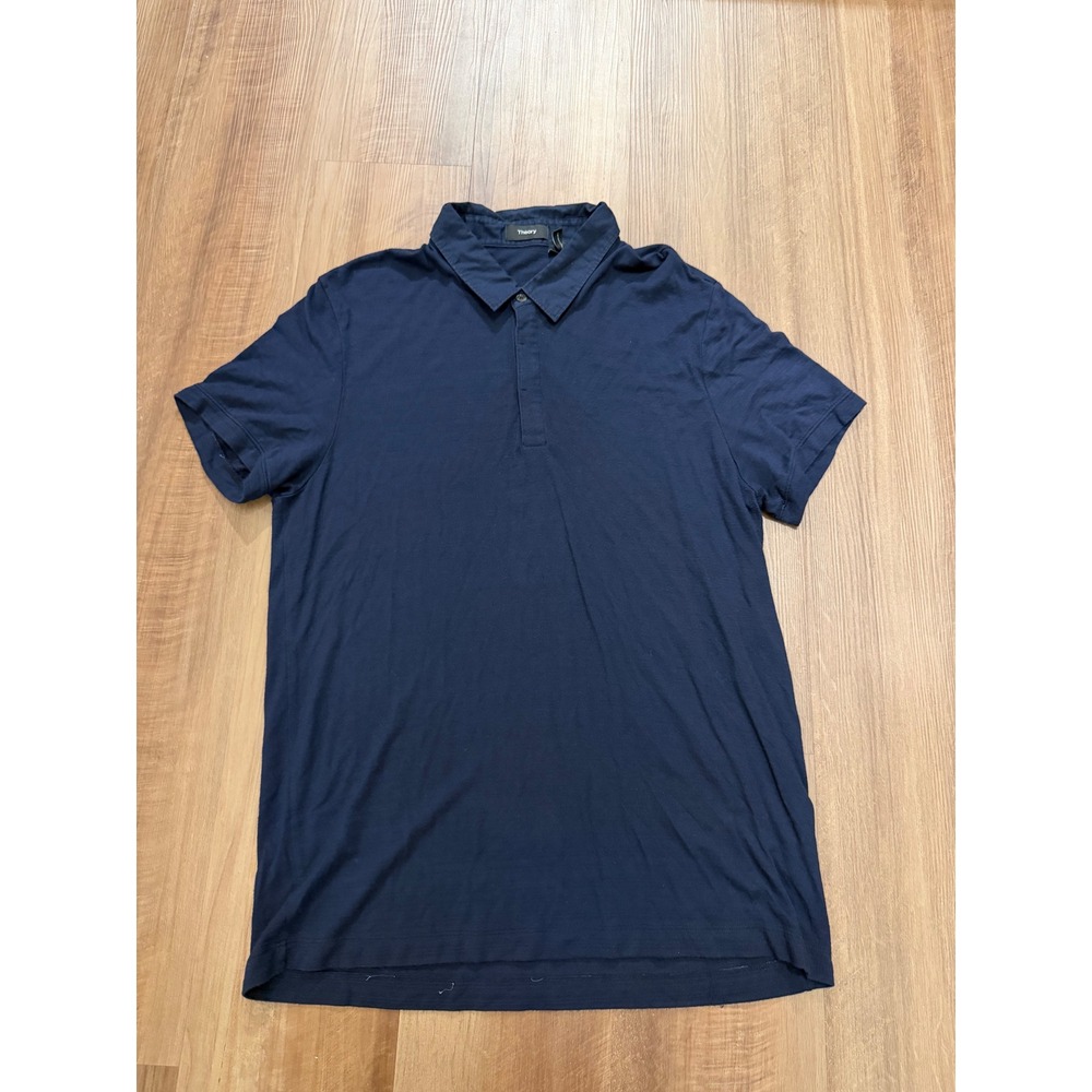 Theory Polo Shirt Mens XL Navy Blue Claude NB Apothem Modal Spandex G019525R